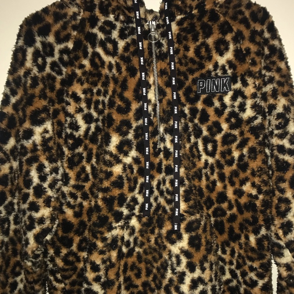 PINK CHEETAH PRINT SHERPA HOODIE